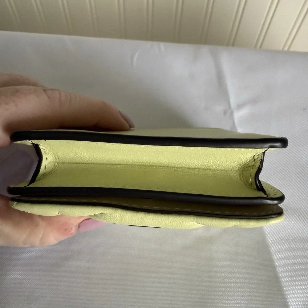 Coach Mini Wallet On A Chain With Puffy Diamond Quilting Light Lime Green Silver